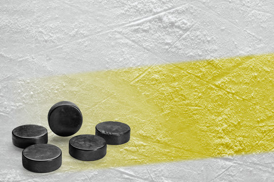 Washers and ice arena fragment with yellow line