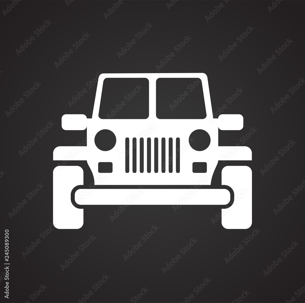 Poster automobile icon on black background for graphic and web design, modern simple vector sign. internet 