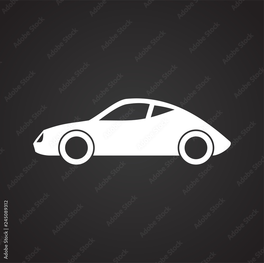 Poster automobile icon on black background for graphic and web design, modern simple vector sign. internet 