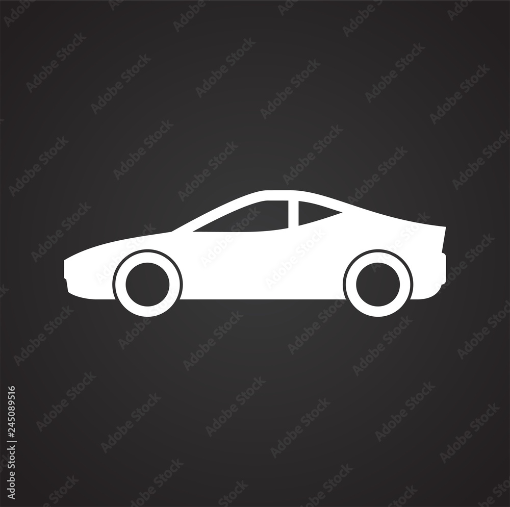 Poster automobile icon on black background for graphic and web design, modern simple vector sign. internet 