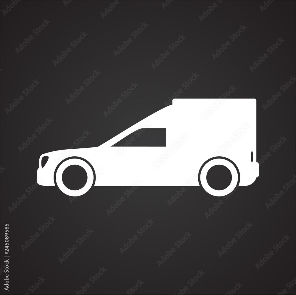 Poster automobile icon on black background for graphic and web design, modern simple vector sign. internet 