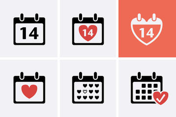 Calendar Icons with 14th date, Vector.