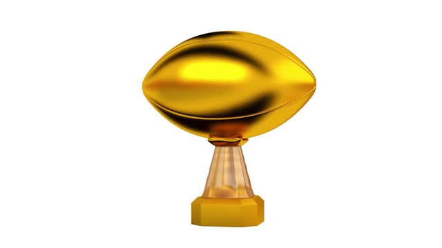 Front View of American Football Gold Trophy in Infinite Rotation