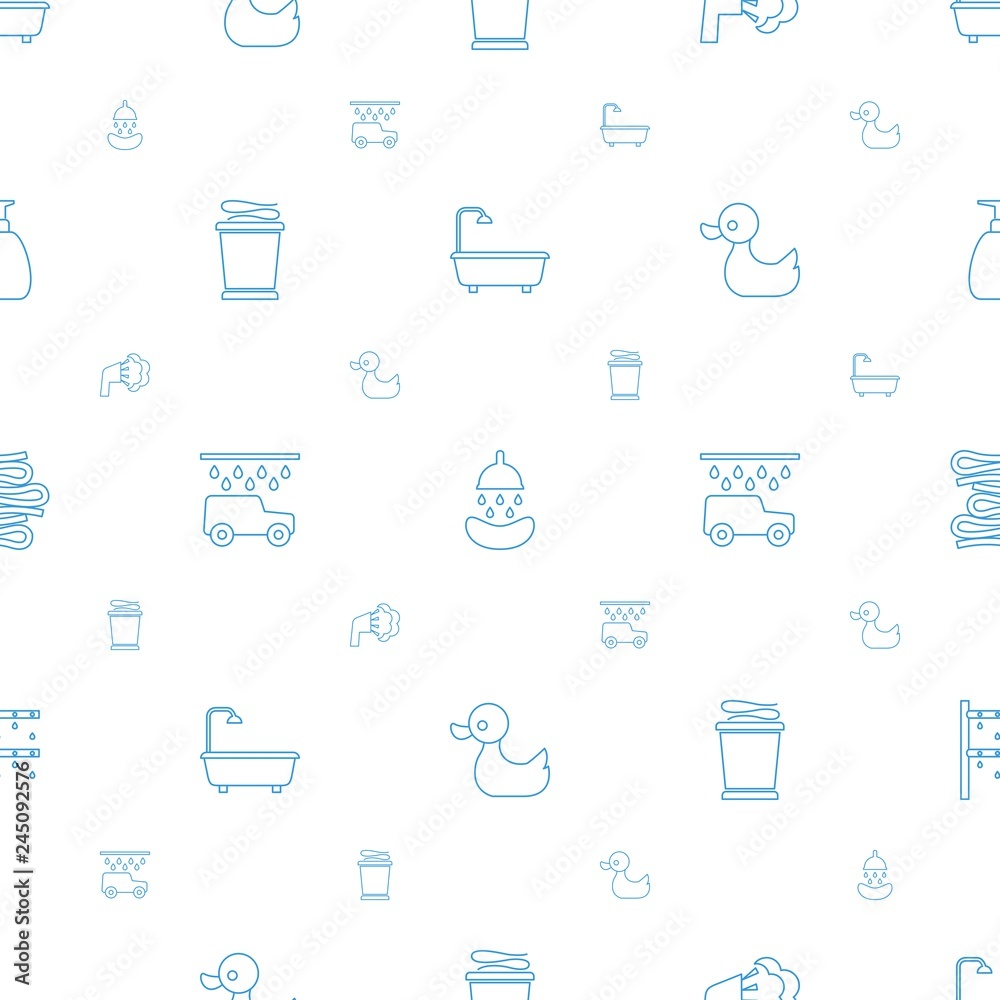 Sticker shower icons pattern seamless white background