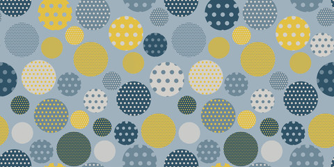 dots circles seamless tile in retro blue yellow shades