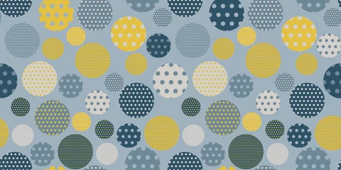 Tapeten dots circles seamless tile in retro blue yellow shades © L.Dep