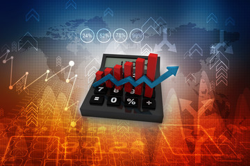 3d rendering Stock market online business concept. business Graph with calculator