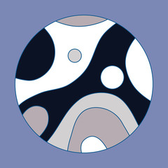 abstract circular symbol with curved pattern in blue black