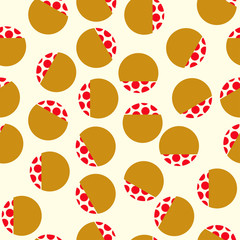 Fototapeta premium japanese style seamless pattern with dots in ivory gold red