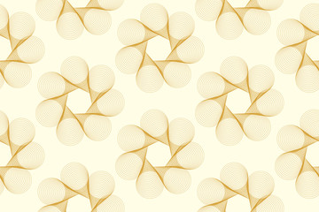wired cones rotation flowers seamless pattern gold on ivory