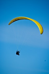 Paraglider in blue sky