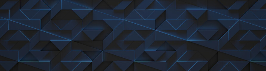 Fototapeta premium Sci-fi Geometric Background (Website Head) (3D Illustration)
