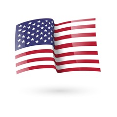American waving flag. Vector illustration of flag of USA. Patriotic banner
