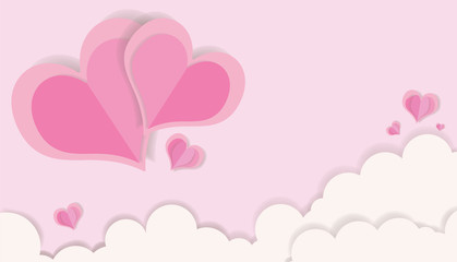 LOVE - Valentine's Day Cutting Pink Color paper Heart and Wedding Cards Concept Art / Illustrations 