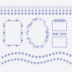 Scribble stars drawing in a notebook-vector illustration