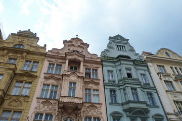 Typical palaces in the center of Pilsen, Czech Republic