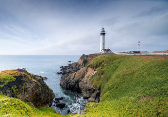Fototapeta na wymiar lighthouse on the coast of sea