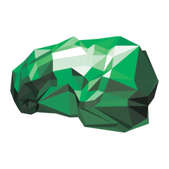Low poly illustration of a human brain, green on white background
