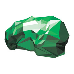 Naklejka premium Low poly illustration of a human brain, green on white background