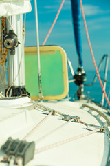Detailed closeup of rigging on sail boat