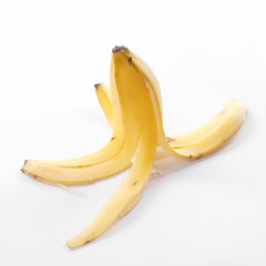 banana peel or banana skin on white background