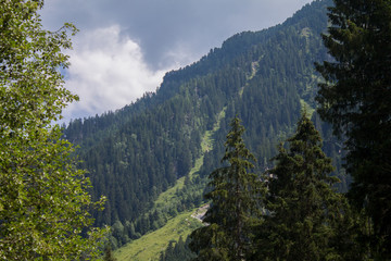 Beautiful nature of Austria mountains, waterfalls, rivers and forests