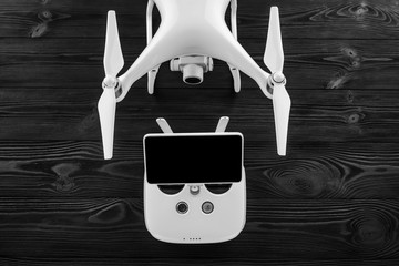 drone isolated on a black wood background