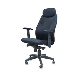 The office chair from black cloth. Isolated