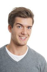 young man smiling. isolated on white background