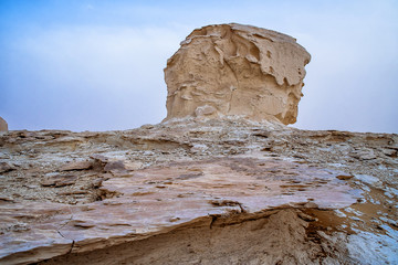 The limestone formation rocks in the White Desert, Egypt