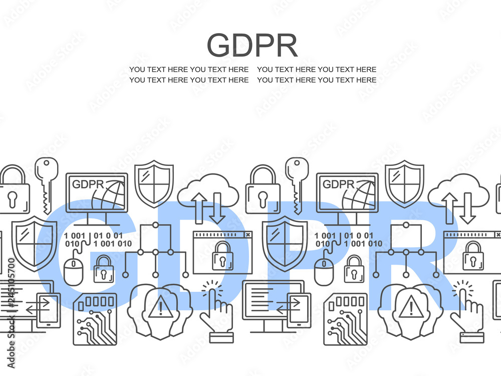 Aufkleber vector line style internet security pattern. general data protection linear concept. web privacy and