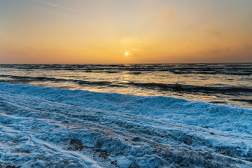 Winter evening at Baltic sea.