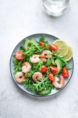 Avocado Shrimp Salad with Arugula and Tomatoes