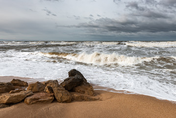 Rainy weather on a tropical beach