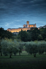 Fototapeta na wymiar Historic Assisi city with St Francis church. Assisi, Perugia, Umbria, Italy