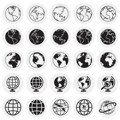 Globe icons on circles background for graphic and web design, Modern simple vector sign. Internet concept. Trendy symbol for website design web button or mobile app.