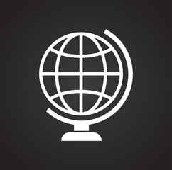 Globe icon on black background for graphic and web design, Modern simple vector sign. Internet concept. Trendy symbol for website design web button or mobile app