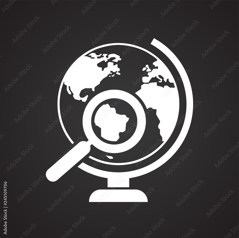 Poster globe icon on black background for graphic and web design, modern simple vector sign. internet conce