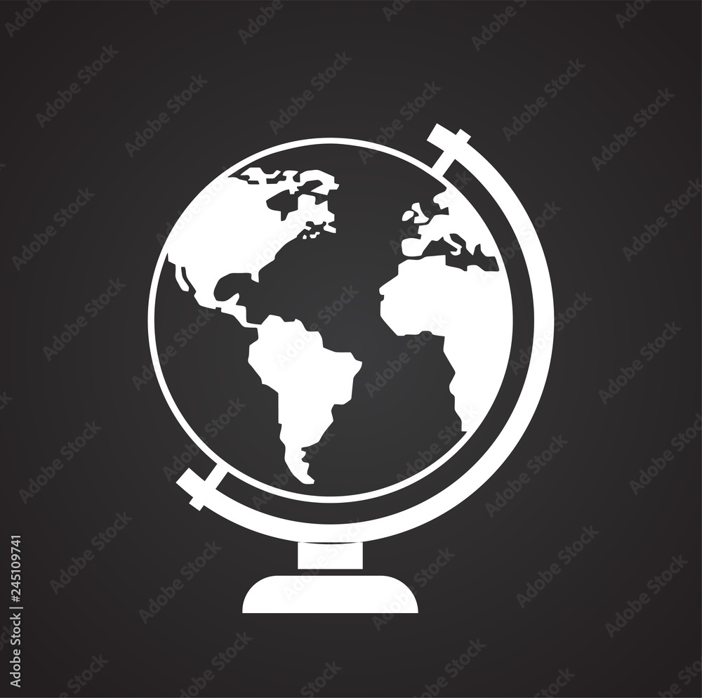 Poster globe icon on black background for graphic and web design, modern simple vector sign. internet conce