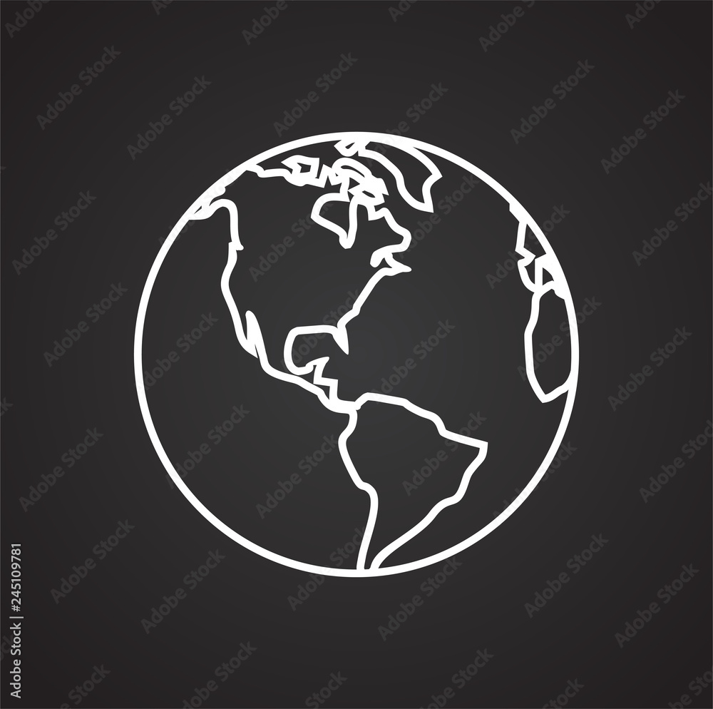 Poster globe icon on black background for graphic and web design, modern simple vector sign. internet conce
