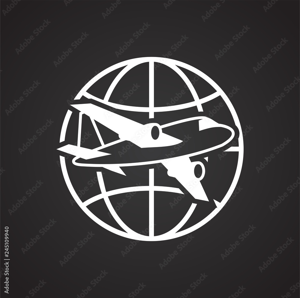 Poster globe icon on black background for graphic and web design, modern simple vector sign. internet conce