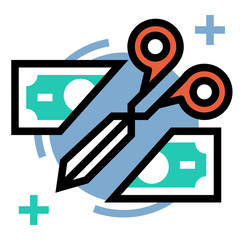Reduce expenses LineColor illustration
