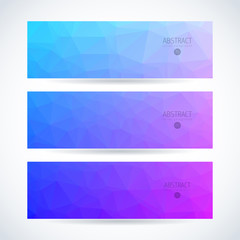 Obraz na płótnie Canvas Vector blue ice design template set of banner, header for website with triangle geometric background