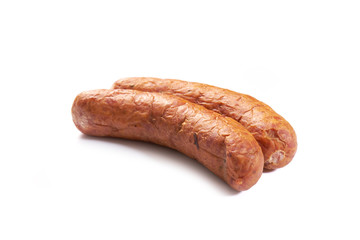 Sausage with herbs and spices on a white background