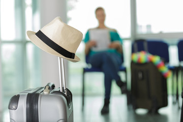 suitcases in the airport departure lounge