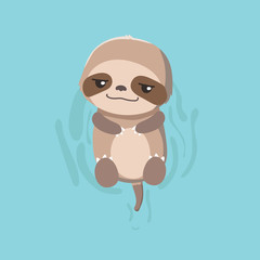 cute sloth on pastel background.