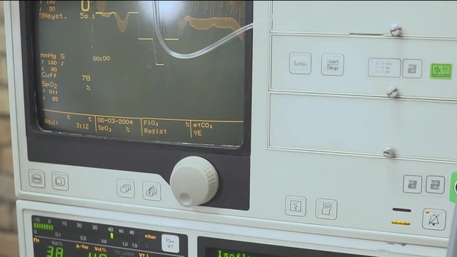 Display of vital signs and cardiogram on a monitor. Health status during surgery