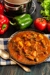 Stew soup with meat and potatoes