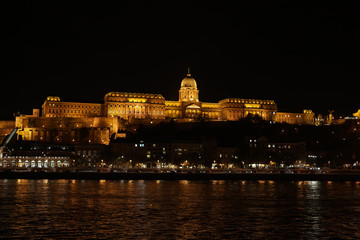 Fototapeta na wymiar Royal Palace or Buda Castle at evening, Budapest in Hungary.