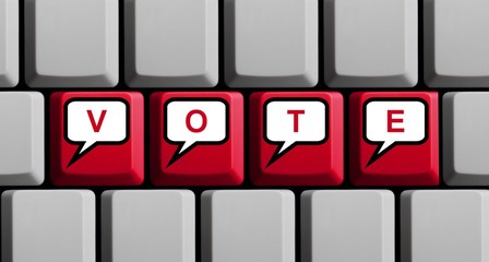 Computer Tastatur mit Sprechblasen: Vote